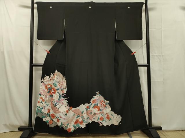 平和屋着物■豪華黒留袖 絵巻花鳥文 金彩 正絹 逸品 DABG1732ya