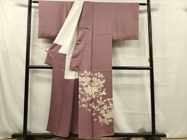 平和屋着物■豪華色留袖 刺繍 飛鶴花文 金彩 正絹 逸品 DABG1754ya