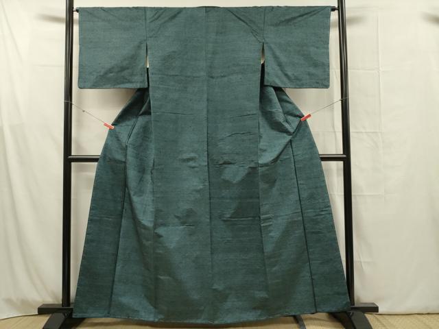 平和屋着物■上質な紬 錆浅葱色 正絹 逸品 未使用 DABG1769ya