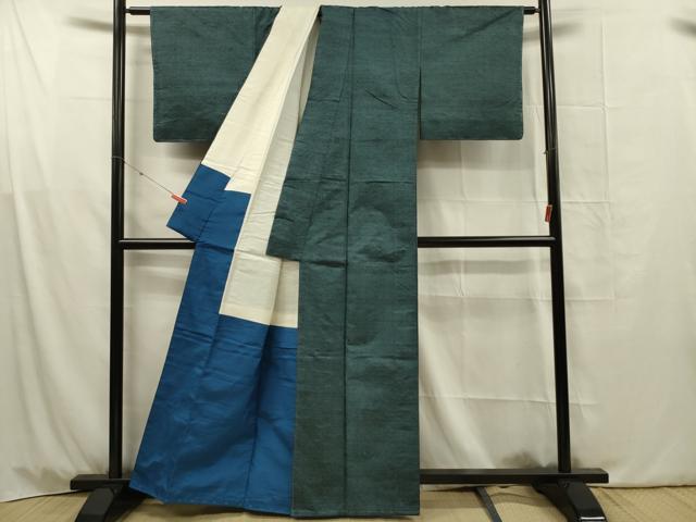 平和屋着物■上質な紬 錆浅葱色 正絹 逸品 未使用 DABG1769ya
