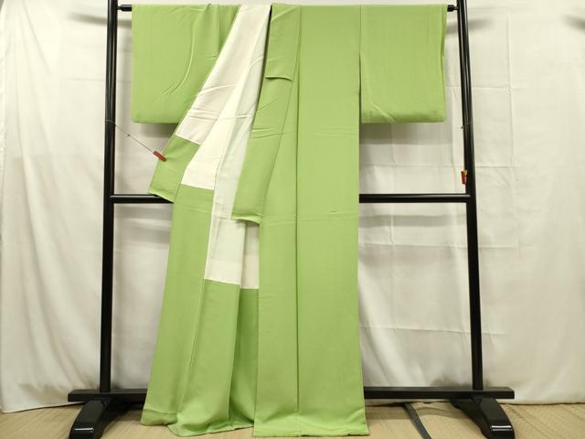 平和屋着物■上質な色無地 青丹色 正絹 逸品 DABG1774ya
