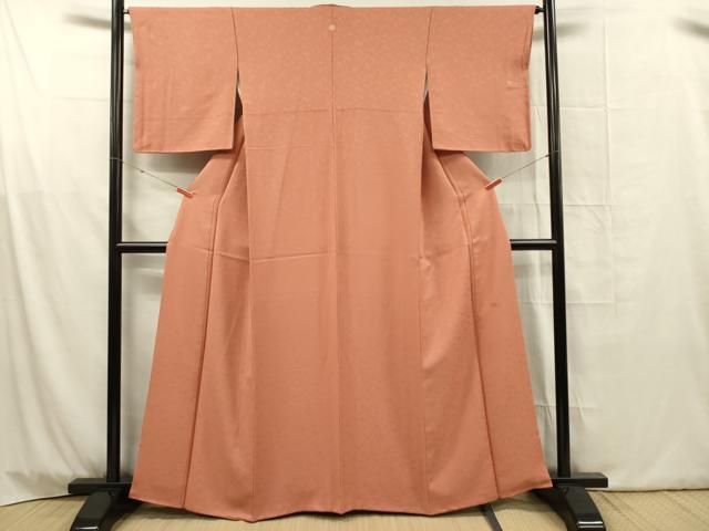 平和屋着物■上質な色無地 作家物 唐草地紋 肉桂色 正絹 逸品 DABG1787ya