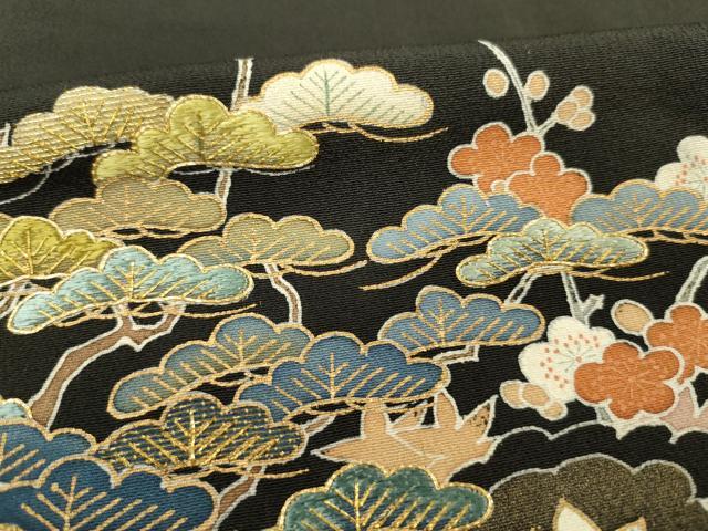 平和屋着物■豪華黒留袖 駒刺繍 風景松文 枝梅 金彩 正絹 逸品 DABG1798ya