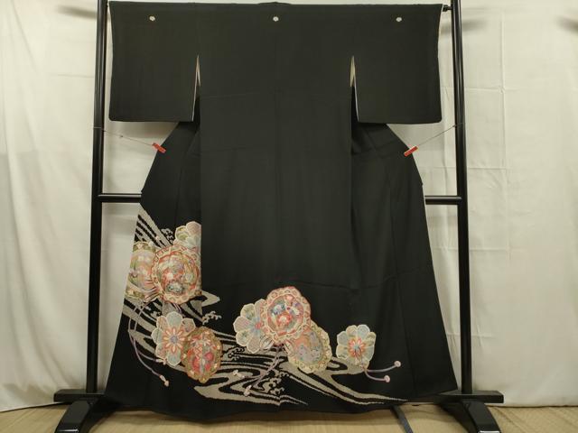 平和屋着物■豪華黒留袖 駒刺繍 花鳥絵皿文 東武百貨店扱い 正絹 逸品 DABG1802ya