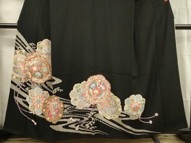 平和屋着物■豪華黒留袖 駒刺繍 花鳥絵皿文 東武百貨店扱い 正絹 逸品 DABG1802ya