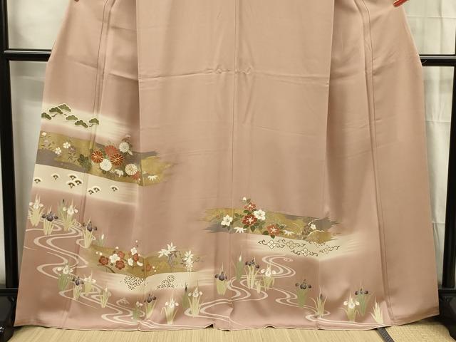 平和屋着物■豪華色留袖 駒刺繍 草花松文 枝梅 暈し染め 金彩 正絹 逸品 DABG1803ya