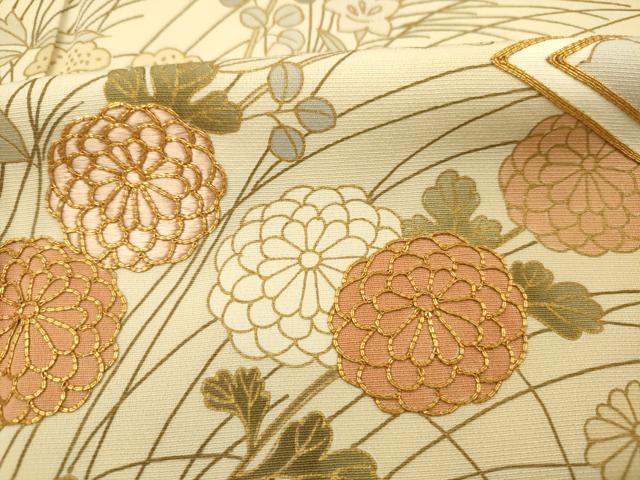 平和屋着物■豪華色留袖 駒刺繍 草花文 金彩 正絹 逸品 DABG1804ya