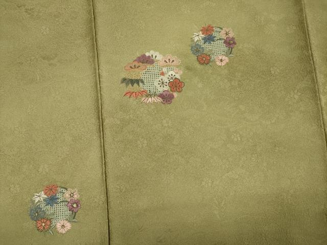 平和屋着物■中国三大刺繍 スワトウ刺繍 汕頭刺繍 総刺繍 色留訪問着 草花丸文 暈し染め 正絹 逸品 DABG1822ya