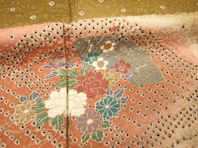 平和屋着物■訪問着 絞り 青海波 扇面草花文 暈し染め 金彩 正絹 逸品 DABG1824ya