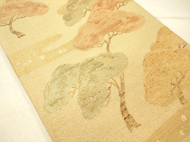 平和屋着物◎六通柄袋帯 佐賀つづれ 琳派松寿文 金糸 正絹 逸品 DABG1849ya