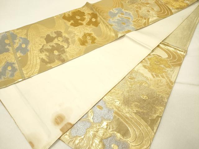 平和屋着物◎六通柄袋帯 光琳菊 金銀糸 正絹 逸品 DABG1851ya