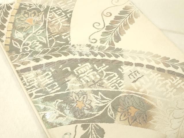 平和屋着物◎六通柄袋帯 更紗花文 金銀糸 正絹 逸品 DABG1866ya