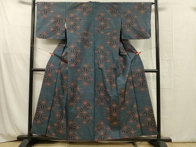 平和屋着物■本場大島紬 麻の葉文様 正絹 逸品 DABG1918ya