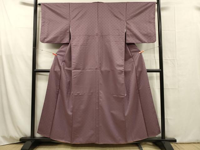 平和屋着物■上質な色無地 毘沙門亀甲地紋 葡萄鼠色 正絹 逸品 DABG1919ya