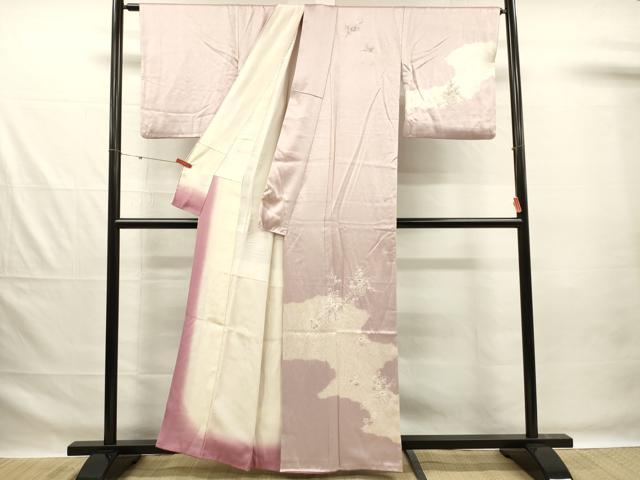 平和屋着物■訪問着 刺繍 杢目絞り 花車文 銀糸 正絹 逸品 DABG1981ya
