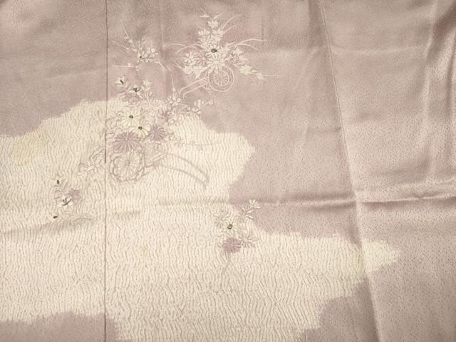 平和屋着物■訪問着 刺繍 杢目絞り 花車文 銀糸 正絹 逸品 DABG1981ya
