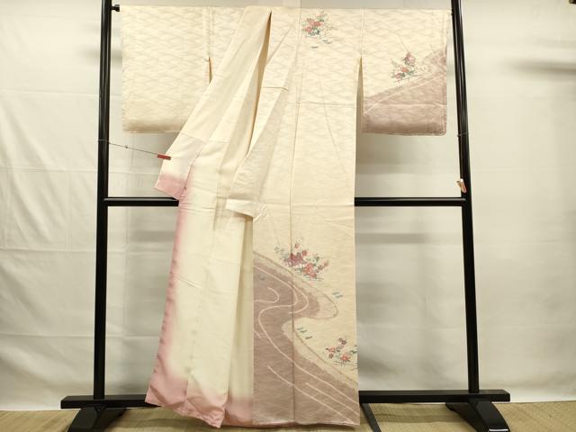 平和屋着物■訪問着 刺繍 絞り 風景花文 金彩 正絹 逸品 DABG1984ya