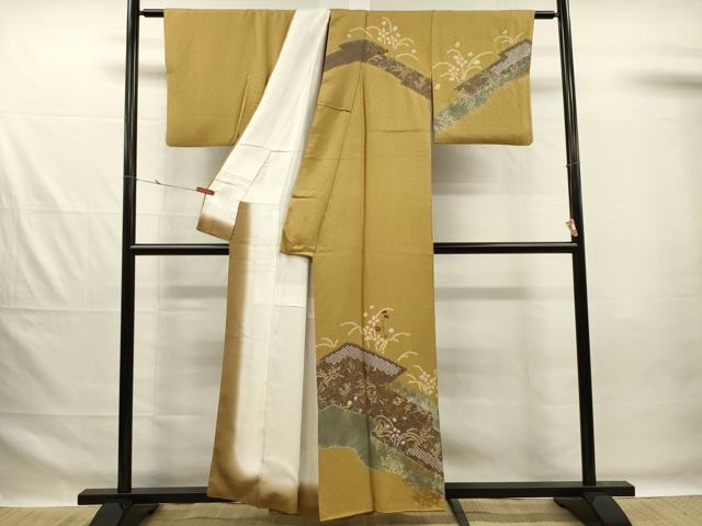 平和屋着物■訪問着 刺繍 絞り 草花文 金彩 正絹 逸品 DABG1985ya