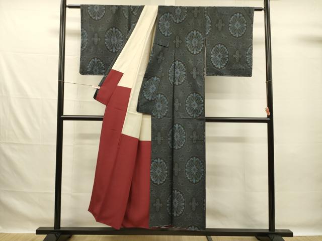 平和屋着物■本場大島紬 割り込み絣 舞花文 正絹 逸品 DABG1991ya