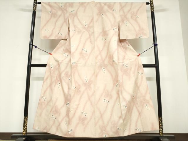 平和屋着物▽上質な紬 単衣 南天文 正絹 逸品 DABG2008ud