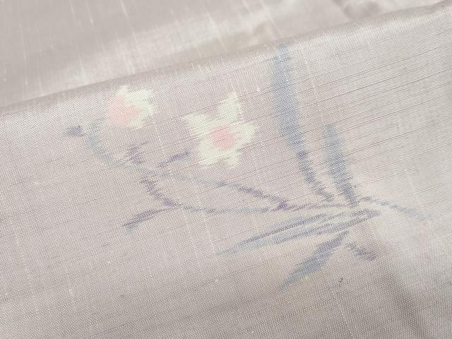 平和屋着物▽上質な紬 単衣 草花文 正絹 逸品 DABG2010ud