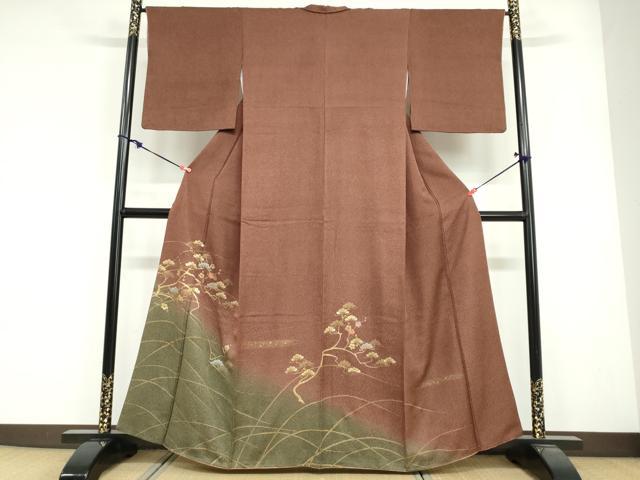 平和屋着物●訪問着 刺繍 草花文 暈し染め 金彩 正絹 逸品 DABG2106ud