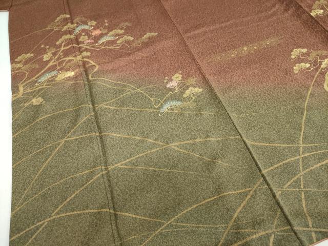 平和屋着物●訪問着 刺繍 草花文 暈し染め 金彩 正絹 逸品 DABG2106ud