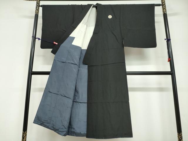 平和屋着物●男性 黒紋付 正絹 逸品 DABG2123ud