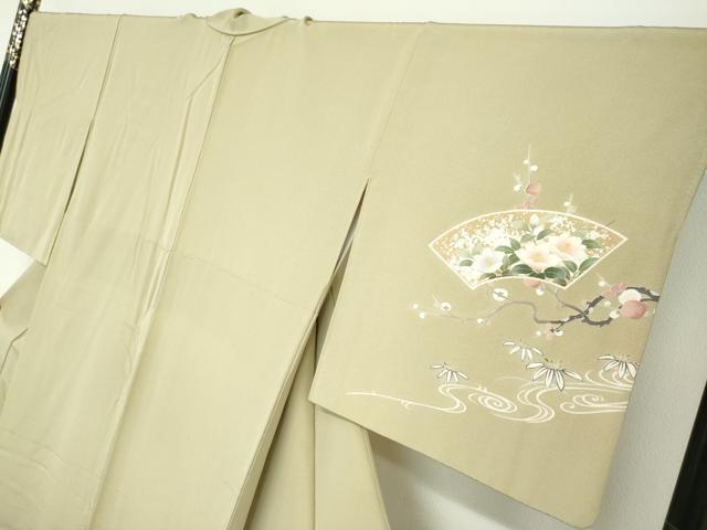 平和屋着物●訪問着 作家物 駒刺繍 地紙飛鶴草花文 暈し染め 金彩 正絹 逸品 DABG2133ud