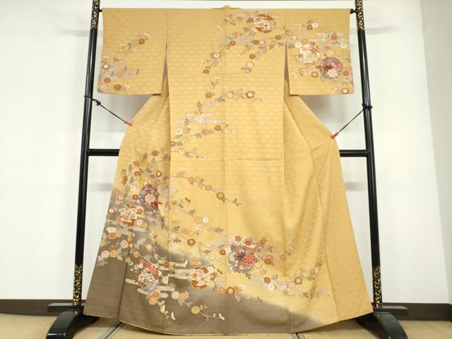 平和屋着物●訪問着 駒刺繍 雪輪宝尽くし草花文 暈し染め 正絹 逸品 DABG2136ud