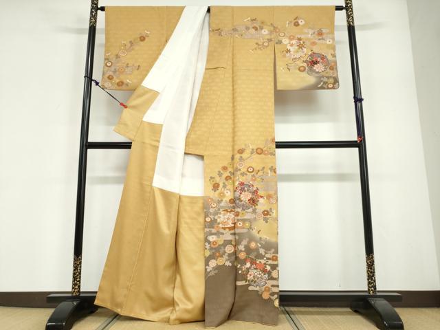 平和屋着物●訪問着 駒刺繍 雪輪宝尽くし草花文 暈し染め 正絹 逸品 DABG2136ud