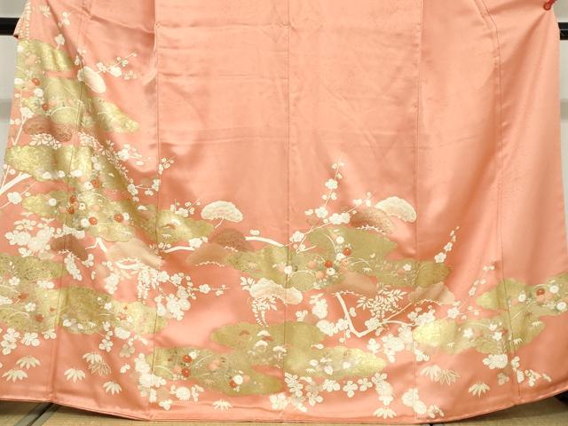 平和屋着物●訪問着 駒刺繍 雲取草花文 金彩 正絹 逸品 DABG2137ud