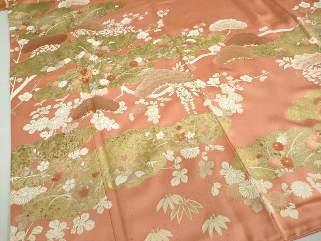 平和屋着物●訪問着 駒刺繍 雲取草花文 金彩 正絹 逸品 DABG2137ud