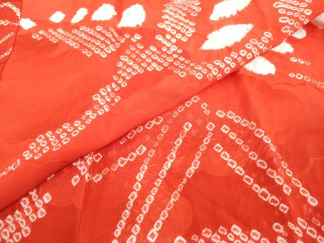 平和屋着物●振袖用長襦袢 袷 絞り 飛鶴文 半衿刺繍 正絹 逸品 DABG2142ud