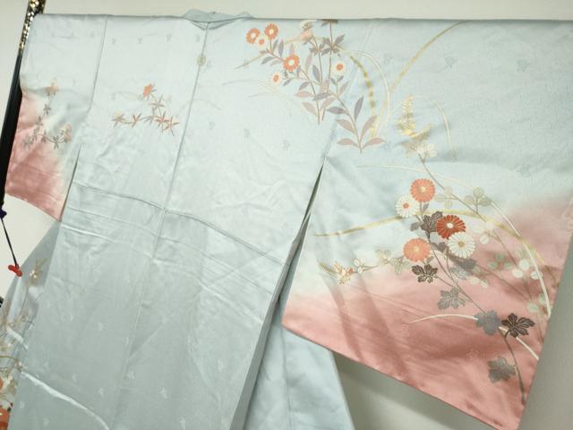 平和屋着物●訪問着 草花文 暈し染め 金彩 小田急百貨店扱い 正絹 逸品 未使用 DABG2151ud