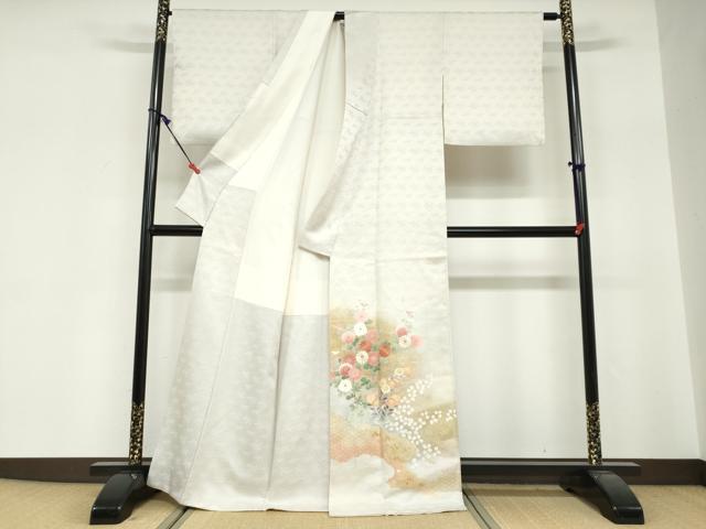 平和屋着物●京友禅の第一人者 松井青々 色留袖 駒刺繍 草花文 暈し染め 金銀彩 正絹 逸品 DABG2156ud