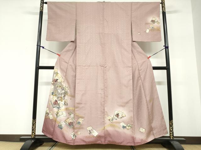 平和屋着物●訪問着 作家物 文箱草花文 百人一首 暈し染め 金彩 正絹 逸品 DABG2157ud