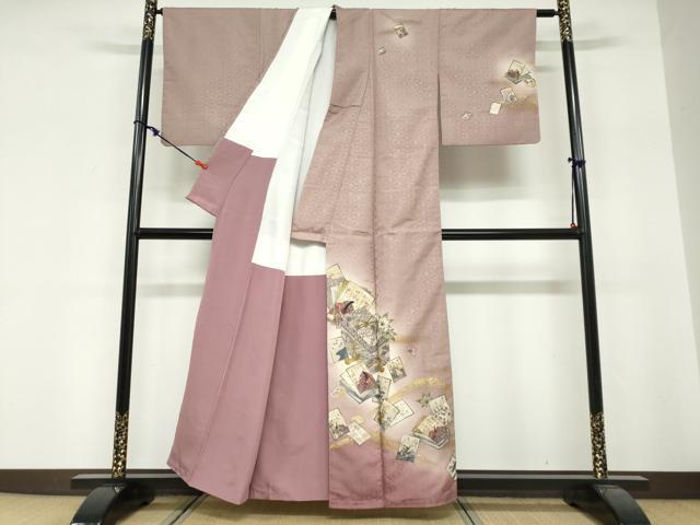 平和屋着物●訪問着 作家物 文箱草花文 百人一首 暈し染め 金彩 正絹 逸品 DABG2157ud