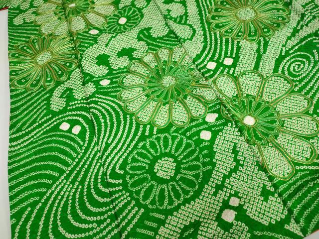 平和屋着物●豪華振袖 駒刺繍 絞り 舞花文 正絹 逸品 DABG2164ud