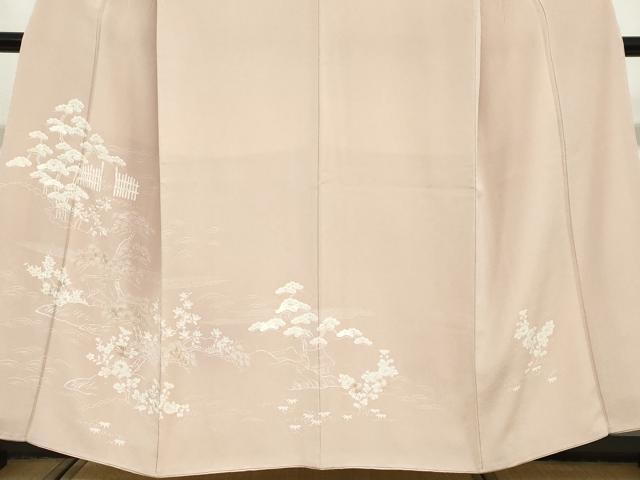平和屋着物●創業460年・千總 訪問着 駒刺繍 風景花文 鬼しぼ縮緬 高島屋扱い 正絹 逸品 DABG2165ud
