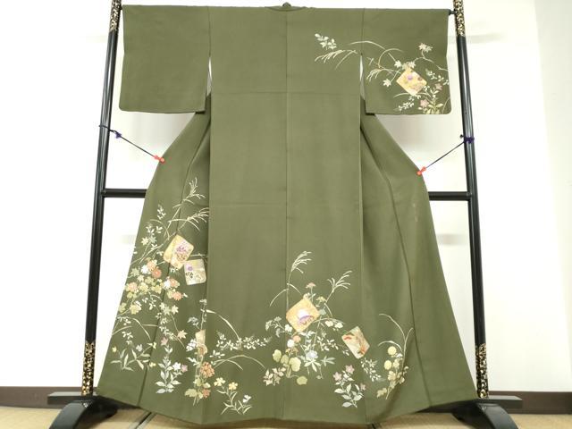 平和屋着物●西陣 京の名門 じゅらく謹製 帝王紫 訪問着 駒刺繍 破れ色紙花鳥文 金彩 正絹 逸品 DABG2171ud