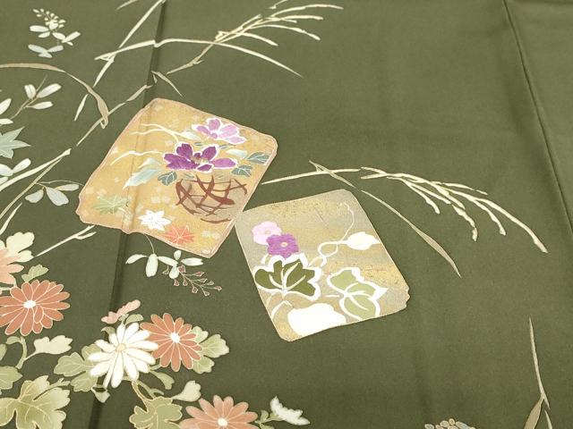 平和屋着物●西陣 京の名門 じゅらく謹製 帝王紫 訪問着 駒刺繍 破れ色紙花鳥文 金彩 正絹 逸品 DABG2171ud