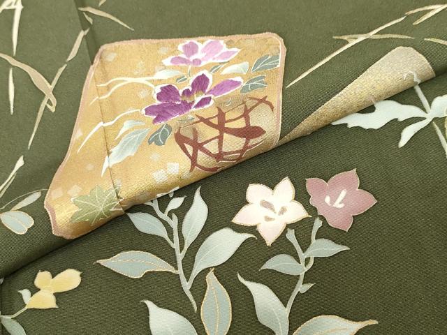 平和屋着物●西陣 京の名門 じゅらく謹製 帝王紫 訪問着 駒刺繍 破れ色紙花鳥文 金彩 正絹 逸品 DABG2171ud