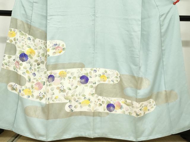 平和屋着物●訪問着 刺繍 エ霞草花文 金糸 正絹 逸品 DABG2173ud