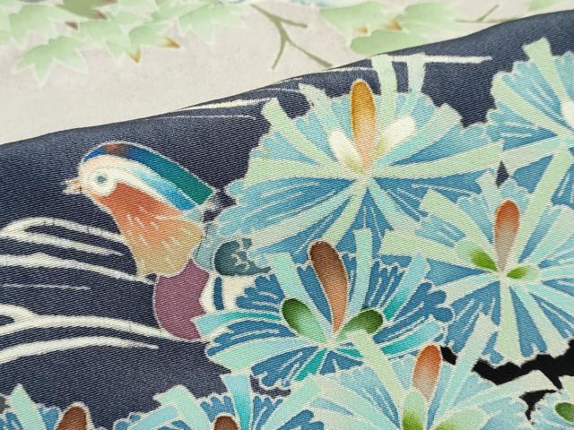 平和屋着物●本加賀友禅作家 西村 央 黒留袖 流水花鳥文 暈し染め 正絹 逸品 DABG2177ud