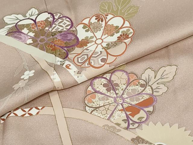 平和屋着物●西陣 京の名門 じゅらく謹製 帝王紫 訪問着 刺繍 熨斗草花文 金彩 正絹 逸品 DABG2190ud