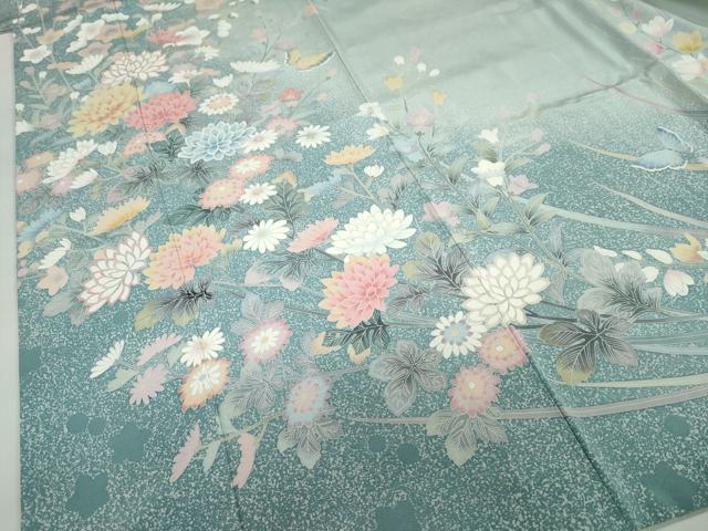 平和屋着物●訪問着 友禅 作家物 花蝶文 暈し染め 正絹 逸品 DABG2199ud