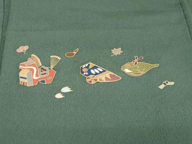 平和屋着物●訪問着 作家物 駒刺繍 玩具文 正絹 逸品 DABG2206ud