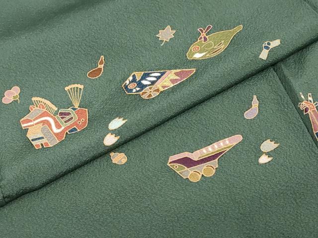 平和屋着物●訪問着 作家物 駒刺繍 玩具文 正絹 逸品 DABG2206ud