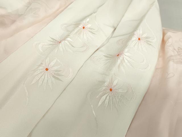平和屋着物●振袖用長襦袢 袷 草花地紋 暈し染め 半衿刺繍 正絹 逸品 DABG2209ud